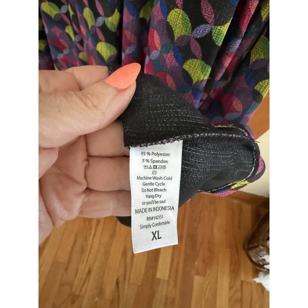 LuLaRoe Amelia Dress XL NWT Colorful Geometric Pleated Fit Flare Pockets Zip - Picture 3 of 5